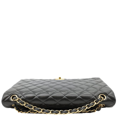 CHANEL Maxi Classic Double Flap Calfskin Leather Shoulder Bag Black