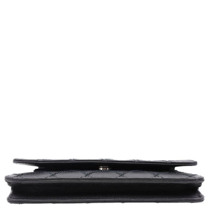 CHANEL Diamond Stitch Wallet On Chain Calfskin WOC Crossbody Bag Black