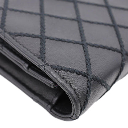 CHANEL Diamond Stitch Wallet On Chain Calfskin WOC Crossbody Bag Black