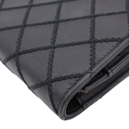 CHANEL Diamond Stitch Wallet On Chain Calfskin WOC Crossbody Bag Black