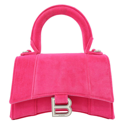 BALENCIAGA Hourglass Velvet Crossbody Bag Pink