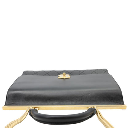 CHANEL Coco Luxe Flap Medium Stitched Leather Shoulder Bag Black