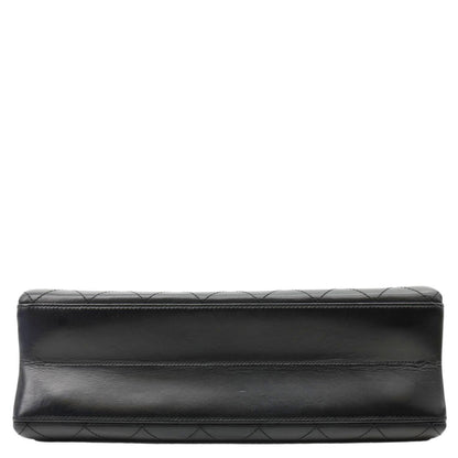 CHANEL Coco Luxe Flap Medium Stitched Leather Shoulder Bag Black