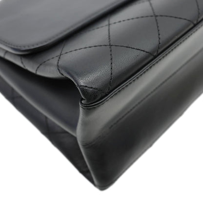 CHANEL Coco Luxe Flap Medium Stitched Leather Shoulder Bag Black
