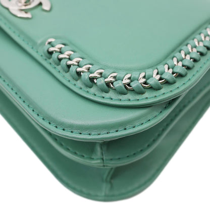 CHANEL Braided Chic Flap Leather Crossbody Bag Green