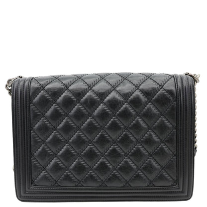 CHANEL Boy New Medium Wild Stitch Leather Shoulder Bag Black
