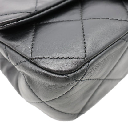 CHANEL Crystal Pearls Rectangular Flap Mini Quilted Leather Chain Crossbody Bag Black