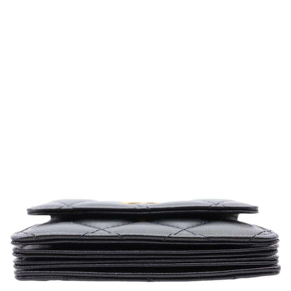 CHANEL Romance Quilted Lambskin Leather Clutch With Chain Black