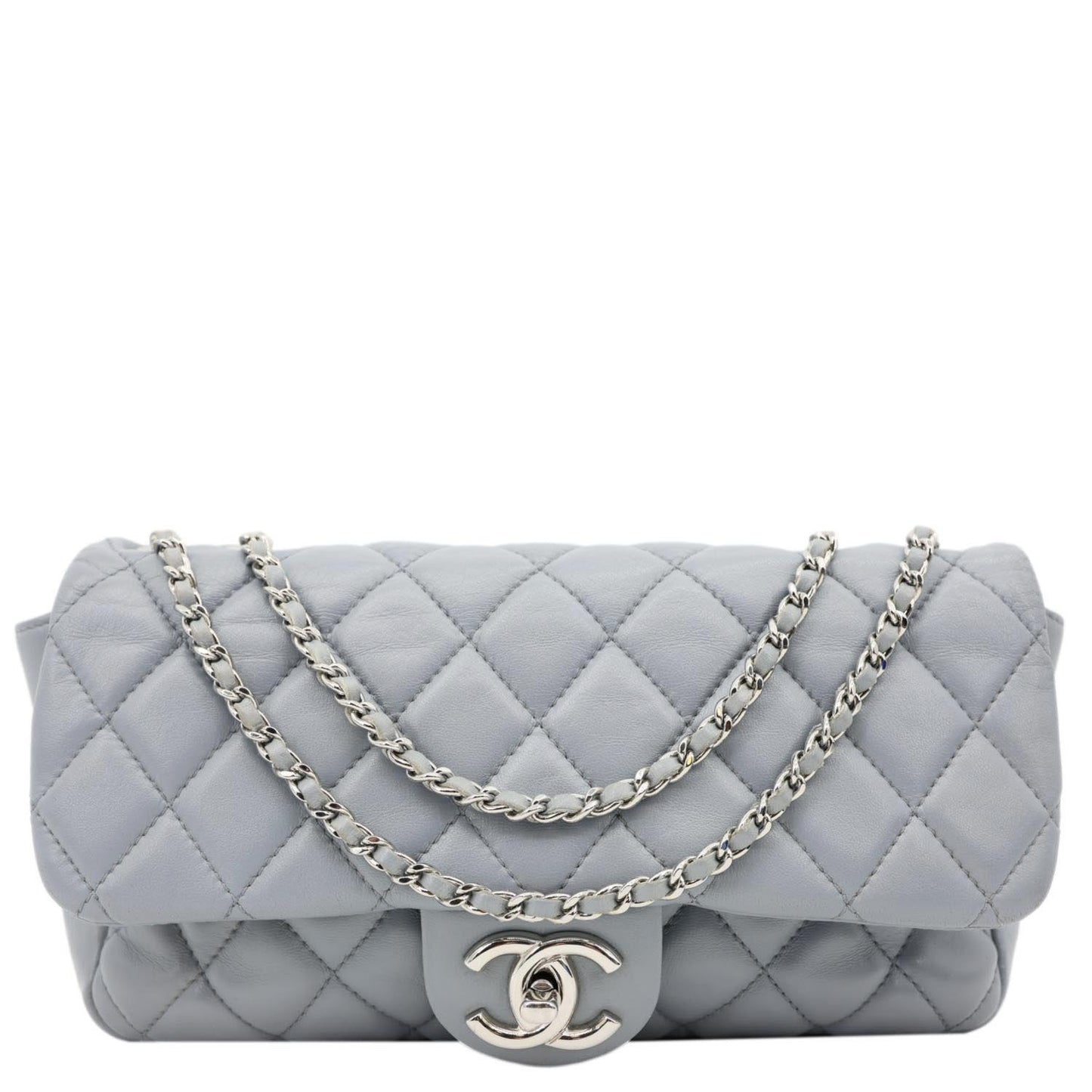 CHANEL Classic Flap Quilted Leather Shoulder Bag Grey