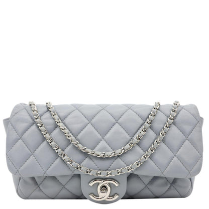 CHANEL Classic Flap Quilted Leather Shoulder Bag Grey