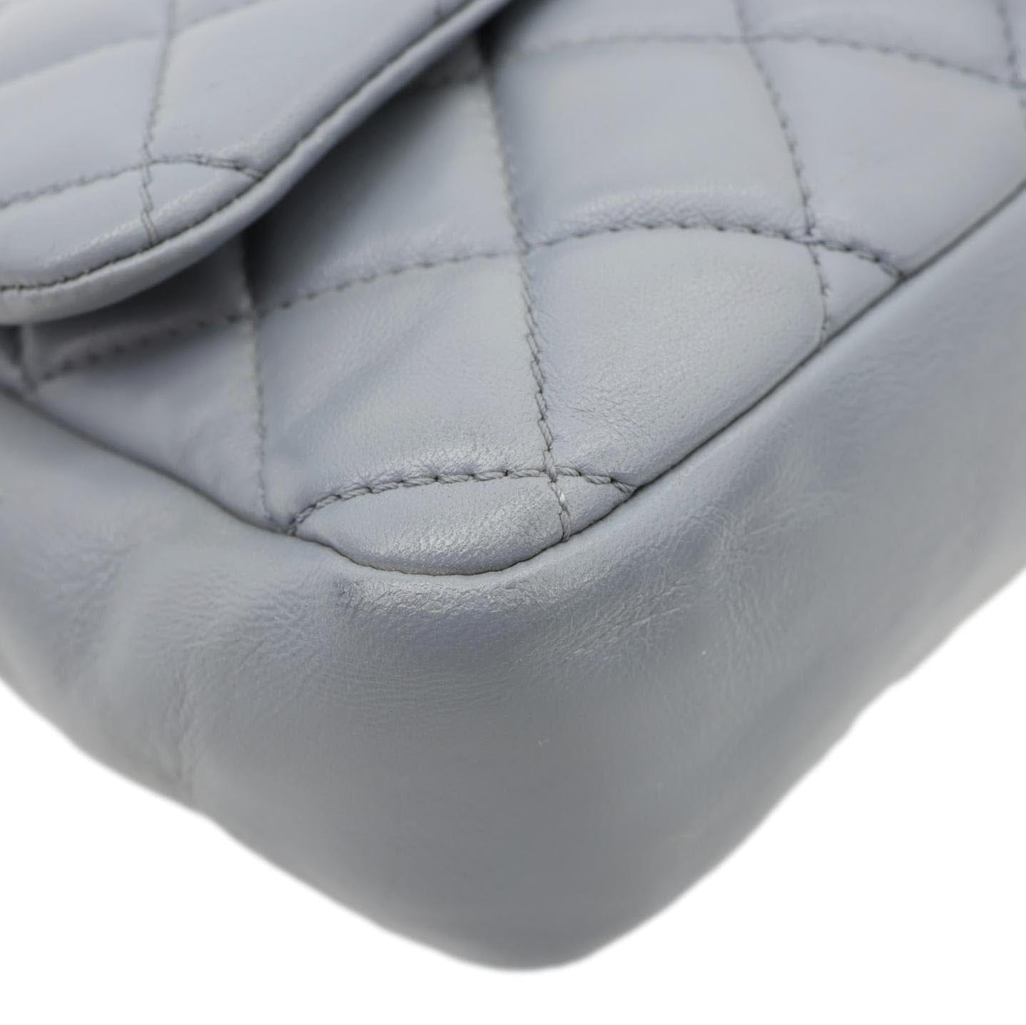 CHANEL Classic Flap Quilted Leather Shoulder Bag Grey
