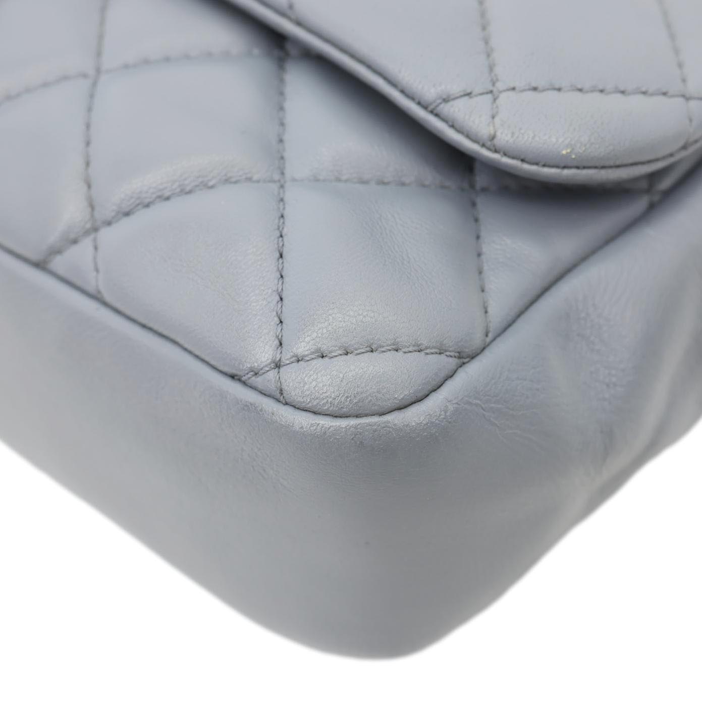 CHANEL Classic Flap Quilted Leather Shoulder Bag Grey