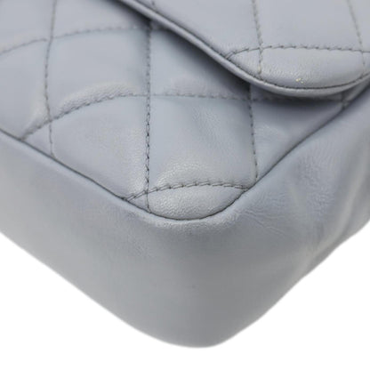 CHANEL Classic Flap Quilted Leather Shoulder Bag Grey
