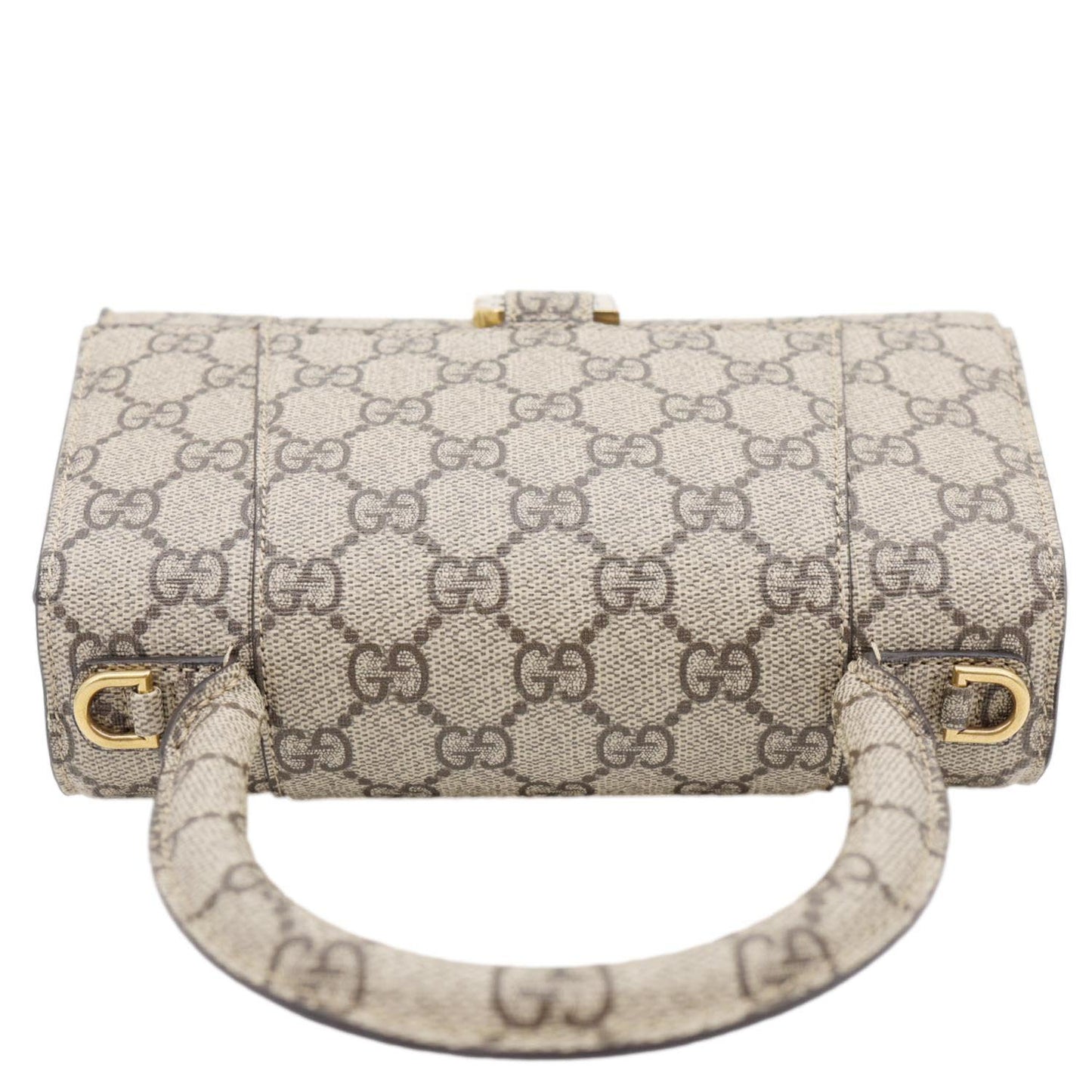 BALENCIAGA X GUCCI Hourglass Small GG Supreme Monogram Top Handle Shoulder Bag Beige 681697