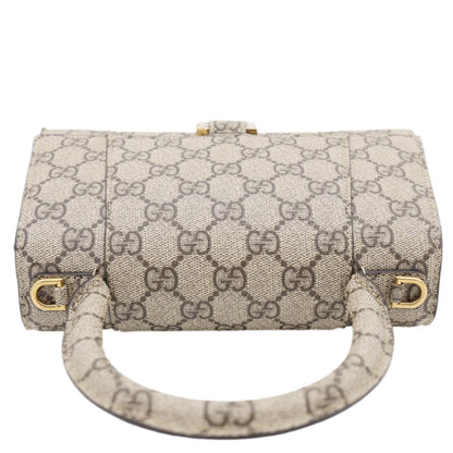 BALENCIAGA X GUCCI Hourglass Small GG Supreme Monogram Top Handle Shoulder Bag Beige 681697