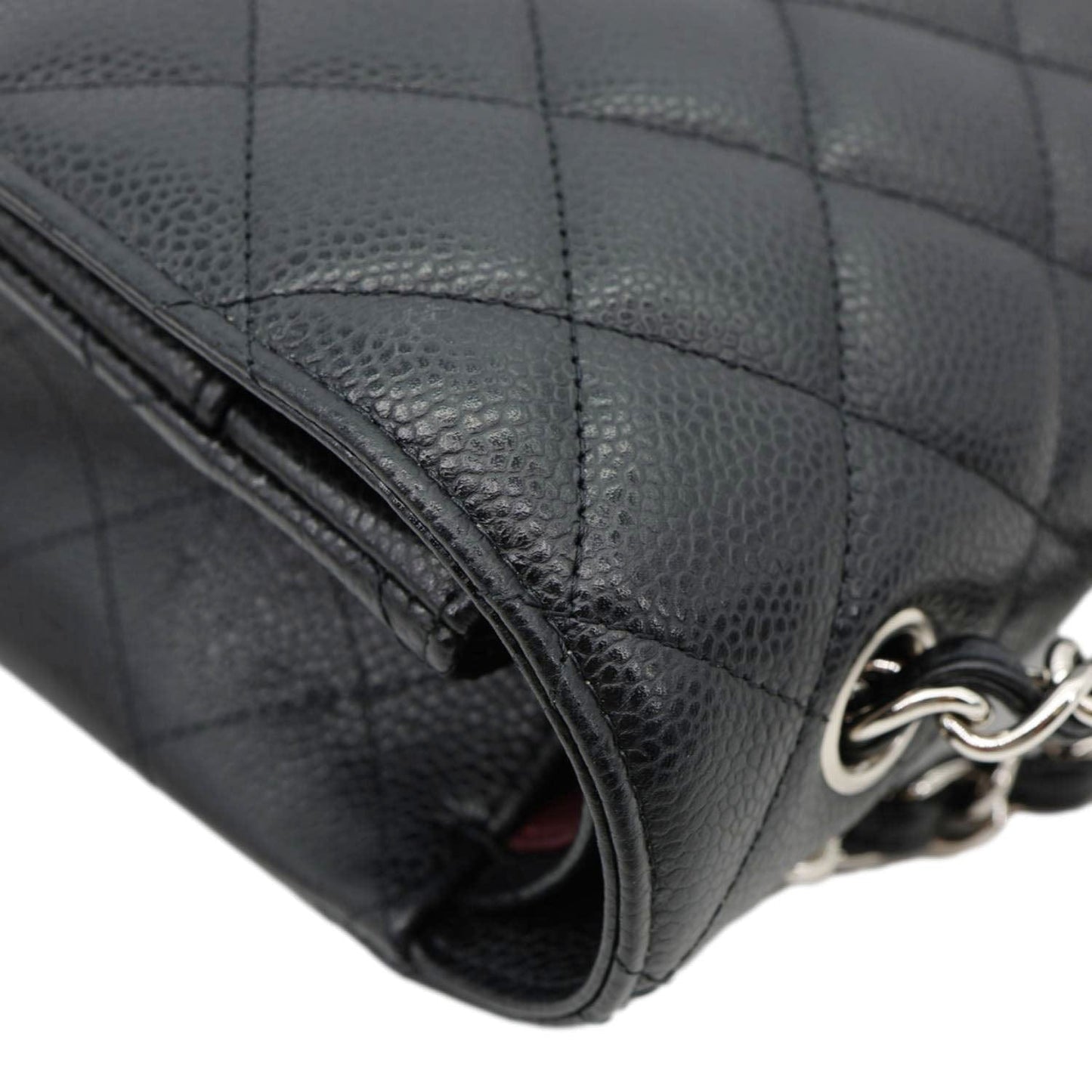 CHANEL Classic Double Flap Maxi Caviar Leather Shoulder Bag Black