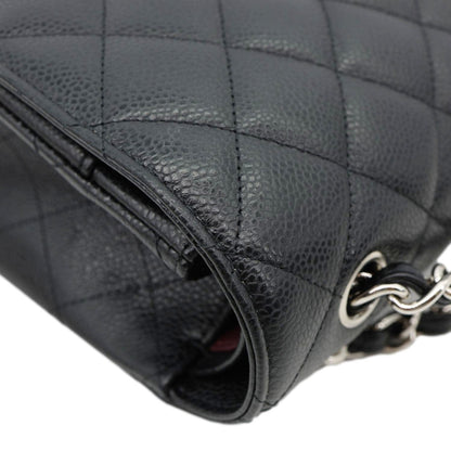 CHANEL Classic Double Flap Maxi Caviar Leather Shoulder Bag Black