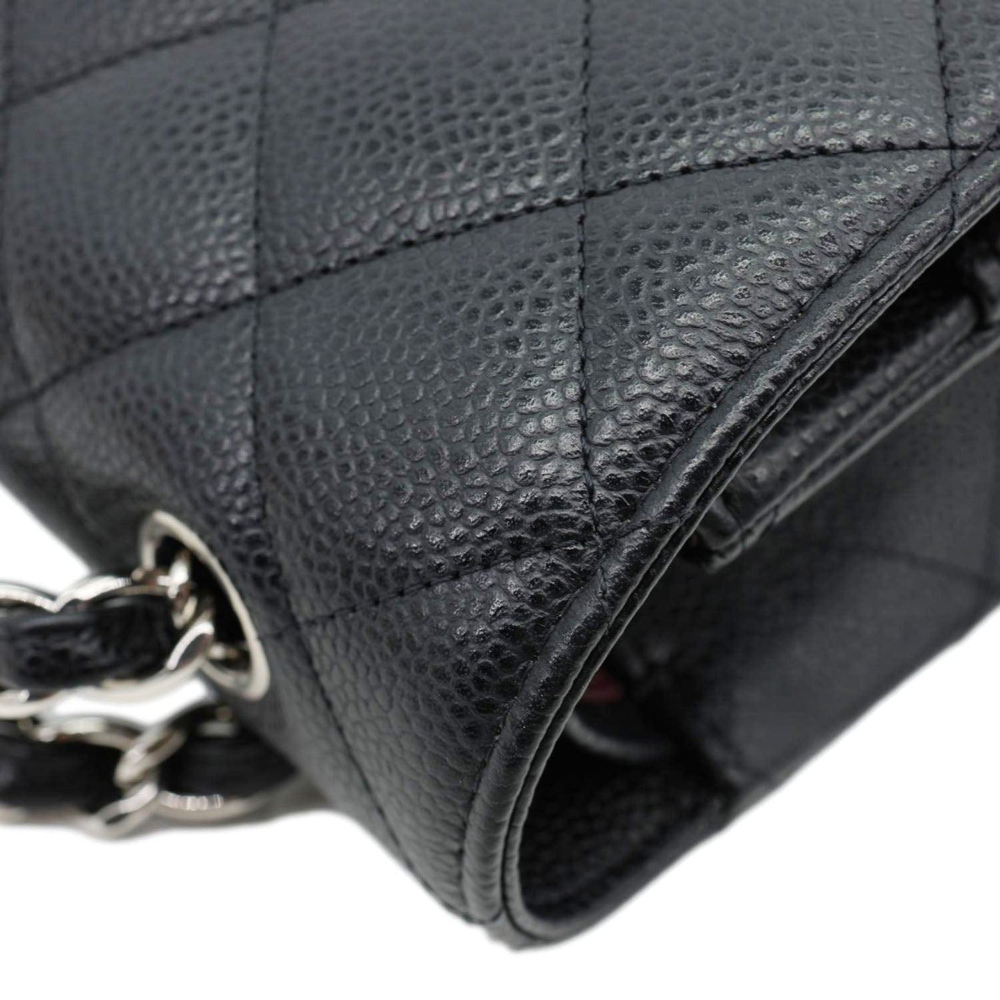 CHANEL Classic Double Flap Maxi Caviar Leather Shoulder Bag Black
