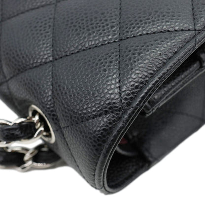 CHANEL Classic Double Flap Maxi Caviar Leather Shoulder Bag Black