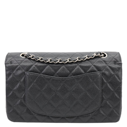 CHANEL Small Classic Flap Quilted Caviar Leather Shoulder Bag Black