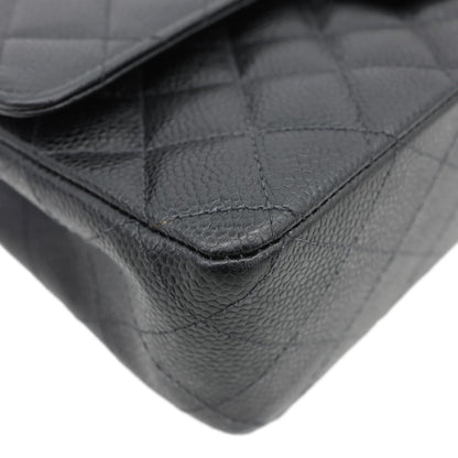 CHANEL Small Classic Flap Quilted Caviar Leather Shoulder Bag Black