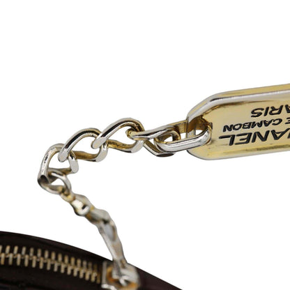 CHANEL Vintage Quilted Lambskin Leather Chain Shoulder Bag Brown