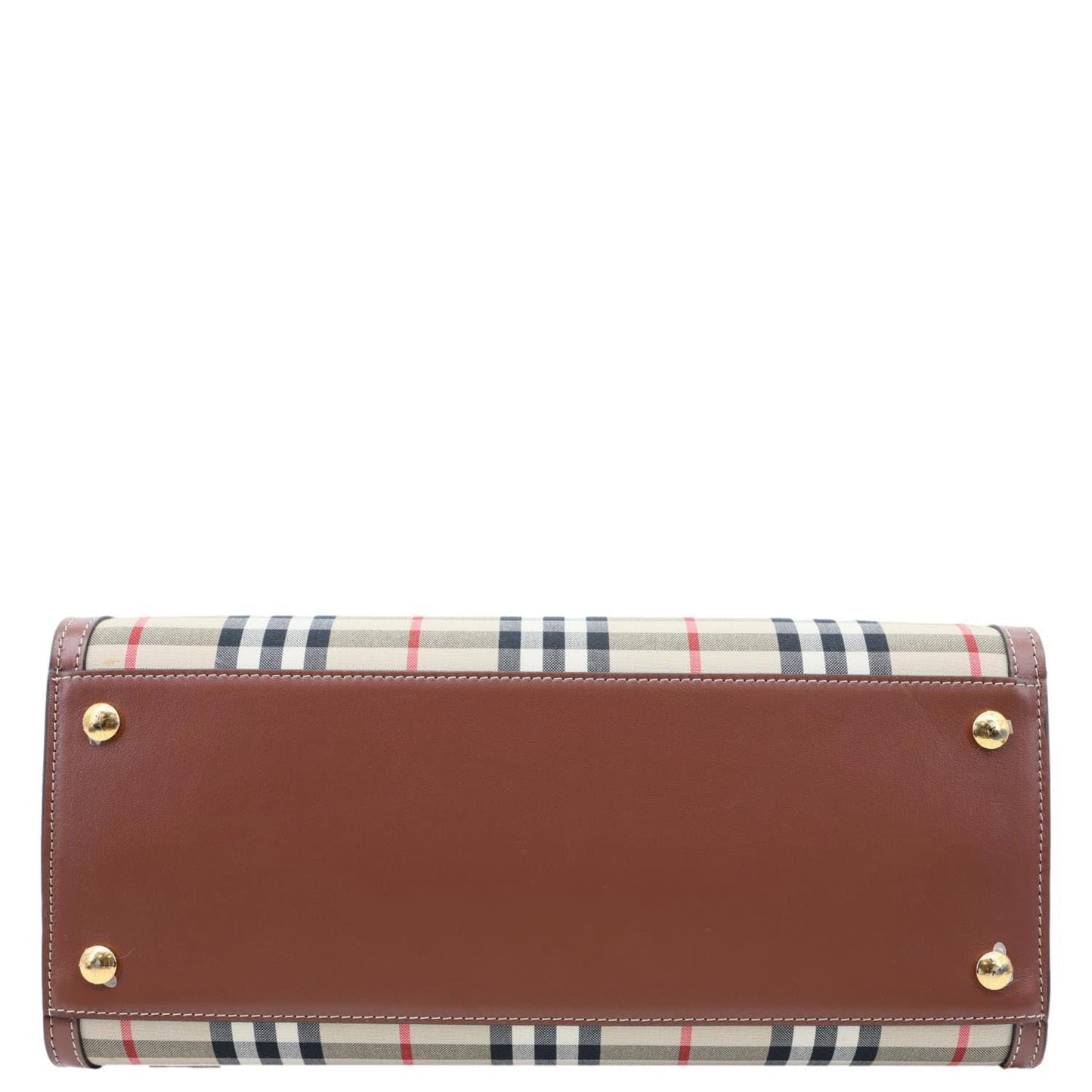 BURBERRY Medium Title Vintage Check Canvas Top Handle Shoulder Bag Beige