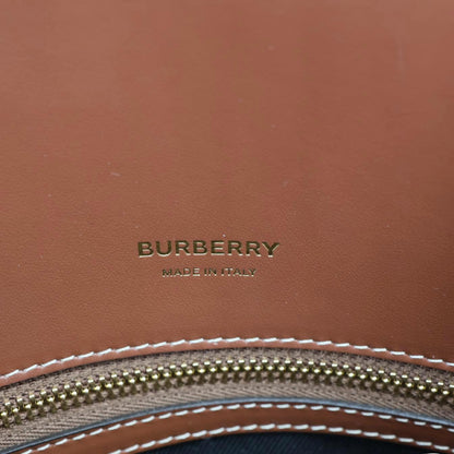 BURBERRY Medium Title Vintage Check Canvas Top Handle Shoulder Bag Beige