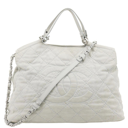 CHANEL CC Sea Hit Quilted Calfskin Leather Tote Bag Grey