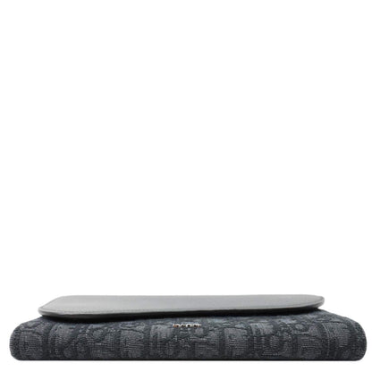 CHRISTIAN DIOR Saddle Oblique Jacquard Leather Wallet Black