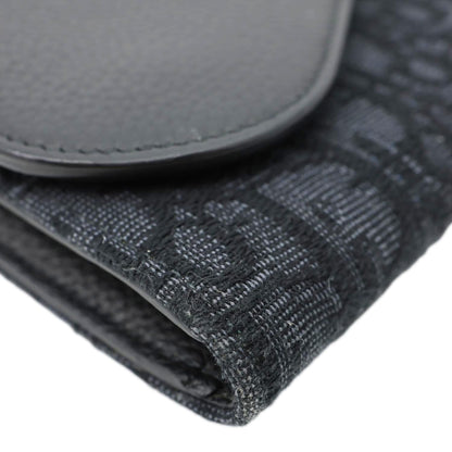 CHRISTIAN DIOR Saddle Oblique Jacquard Leather Wallet Black