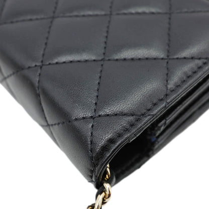 CHANEL Camellia Bow Mini Quilted Leather WOC Crossbody Bag Black