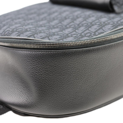 CHRISTIAN DIOR Saddle Oblique Jacquard Canvas Zip Backpack Black