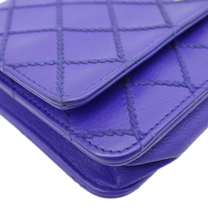 CHANEL Fancy CC Quilted Calfskin Leather Wallet On Chain Bag Royal blue