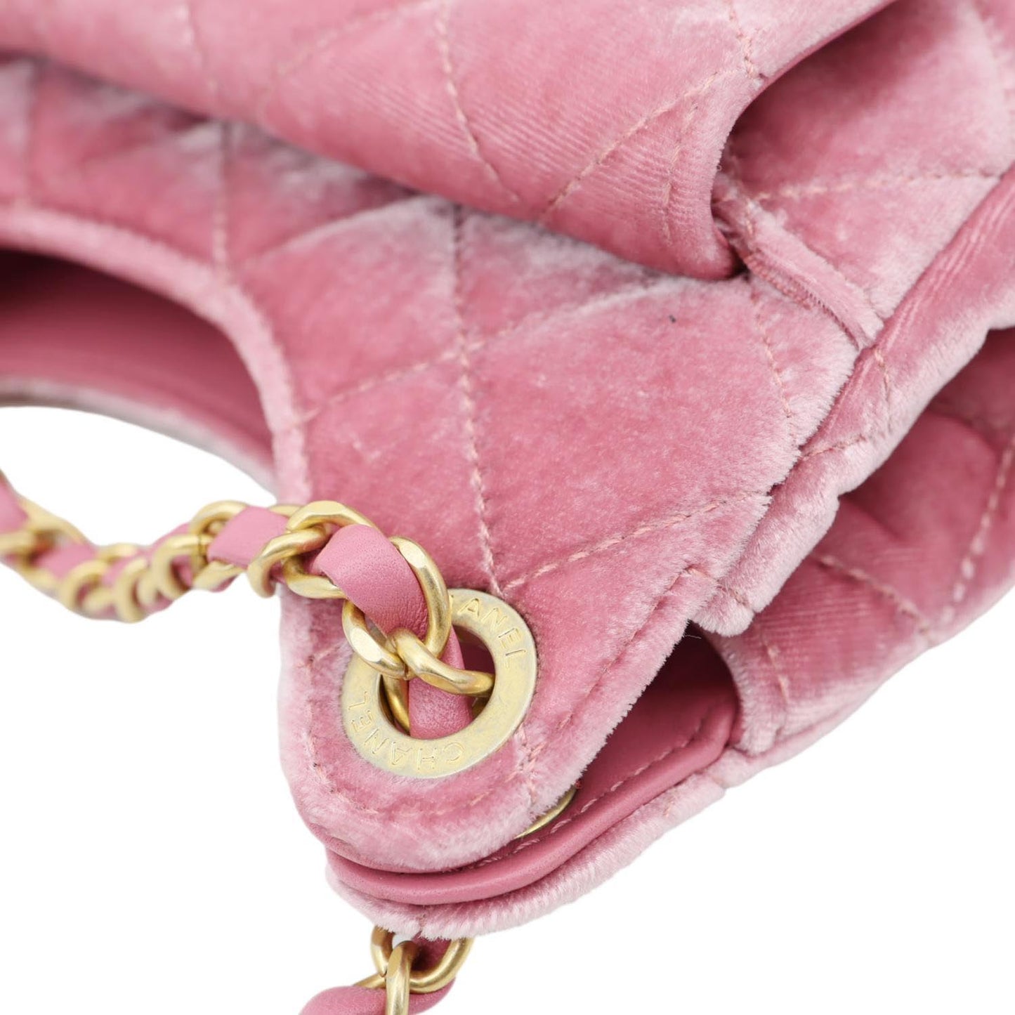 CHANEL Wavy CC Small Velvet Hobo Bag Pink