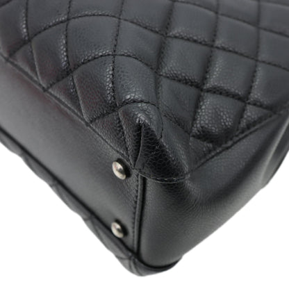 CHANEL City Rock Quilted Caviar Leather Shopping Tote Bag Black