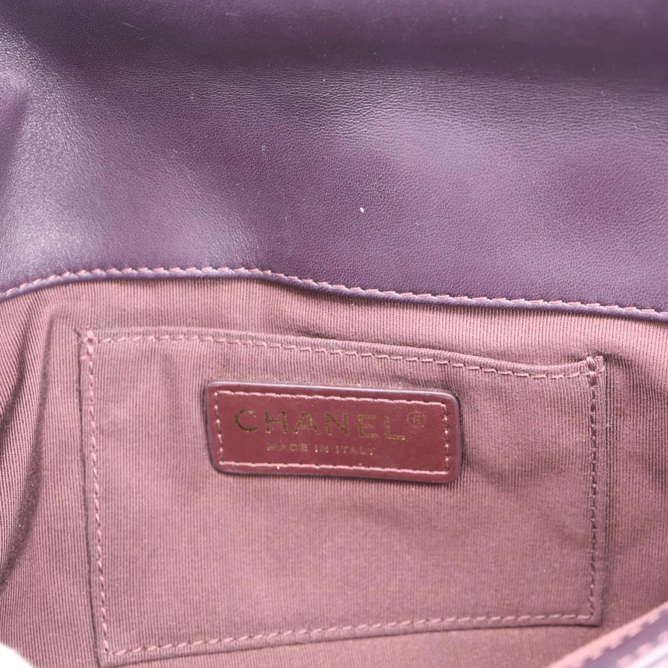 CHANEL Fold Up Again Quilted Lambskin Leather Clutch Purple