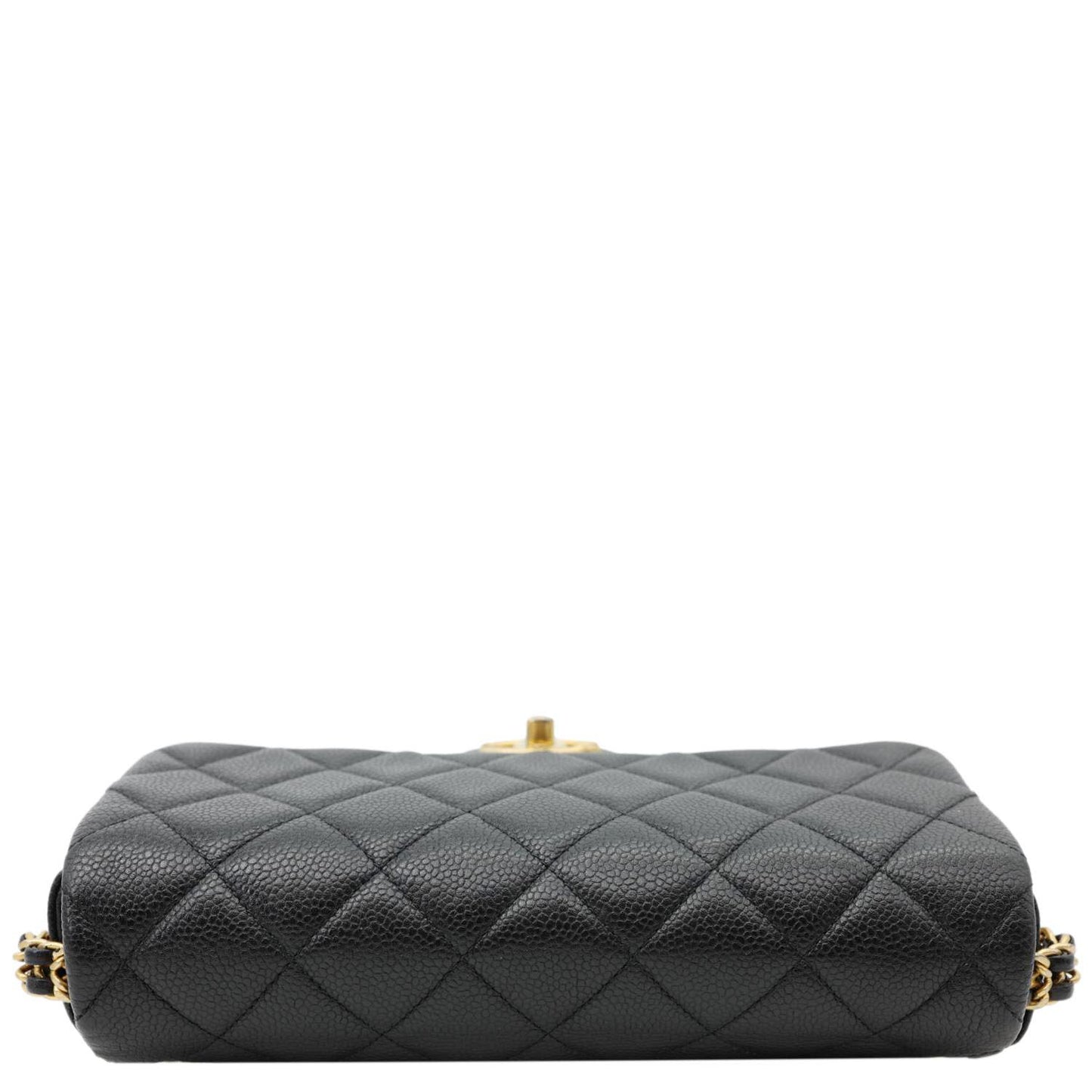 CHANEL Chain Soul Flap Quilted Caviar Leather Crossbody Bag Black