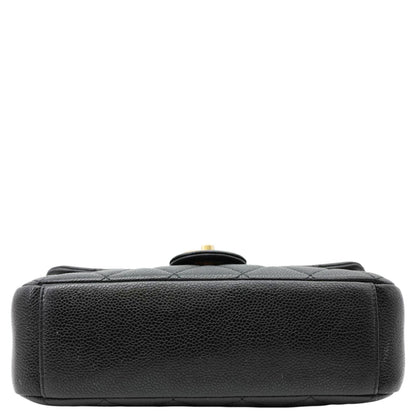 CHANEL Chain Soul Flap Quilted Caviar Leather Crossbody Bag Black