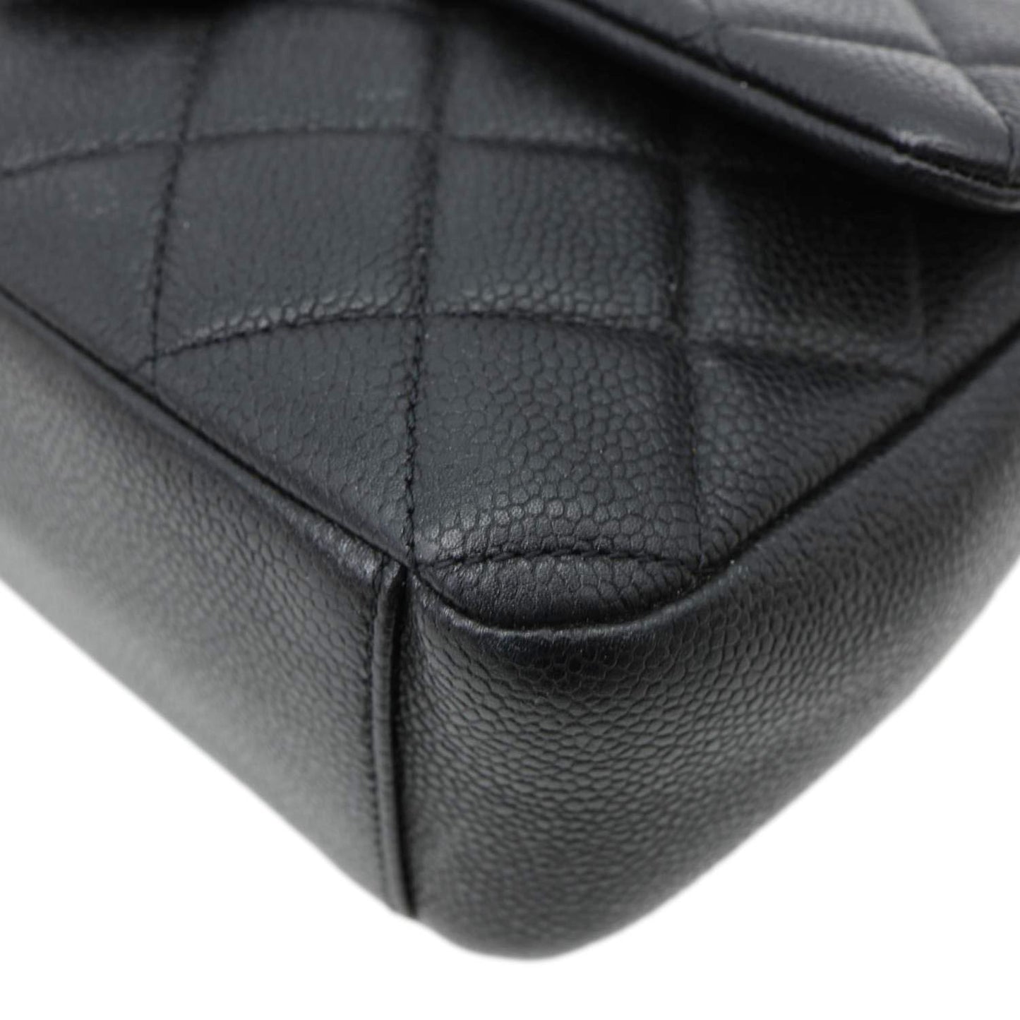 CHANEL Chain Soul Flap Quilted Caviar Leather Crossbody Bag Black