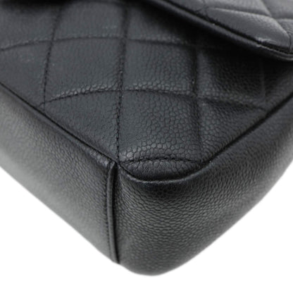 CHANEL Chain Soul Flap Quilted Caviar Leather Crossbody Bag Black