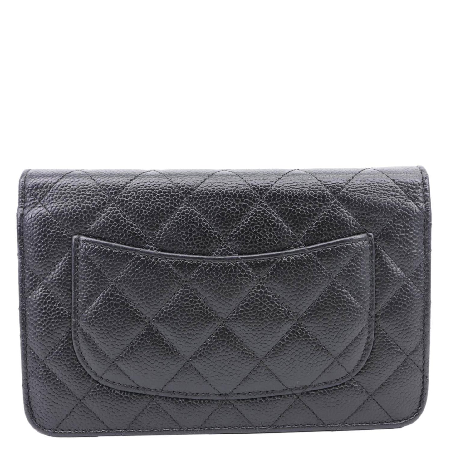 CHANEL Wallet On Chain Quilted Caviar Leather Crossbody Bag Black