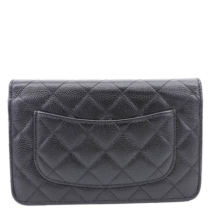 CHANEL Wallet On Chain Quilted Caviar Leather Crossbody Bag Black