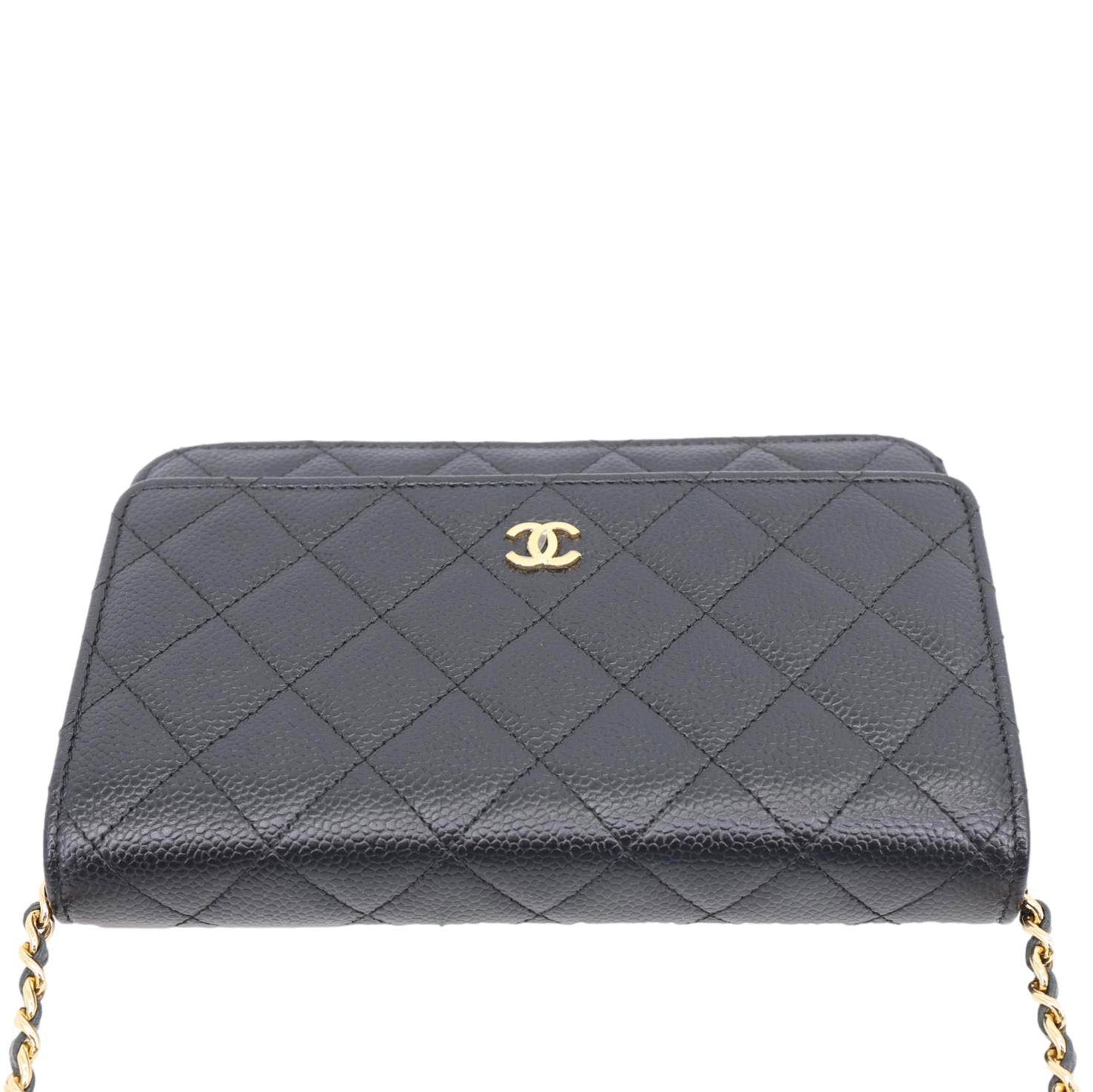 CHANEL Wallet On Chain Quilted Caviar Leather Crossbody Bag Black