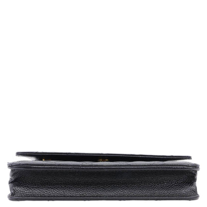 CHANEL Wallet On Chain Quilted Caviar Leather Crossbody Bag Black