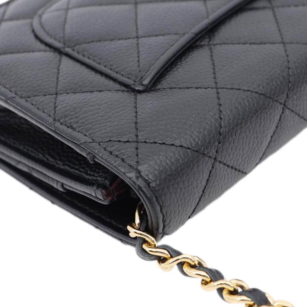 CHANEL Wallet On Chain Quilted Caviar Leather Crossbody Bag Black