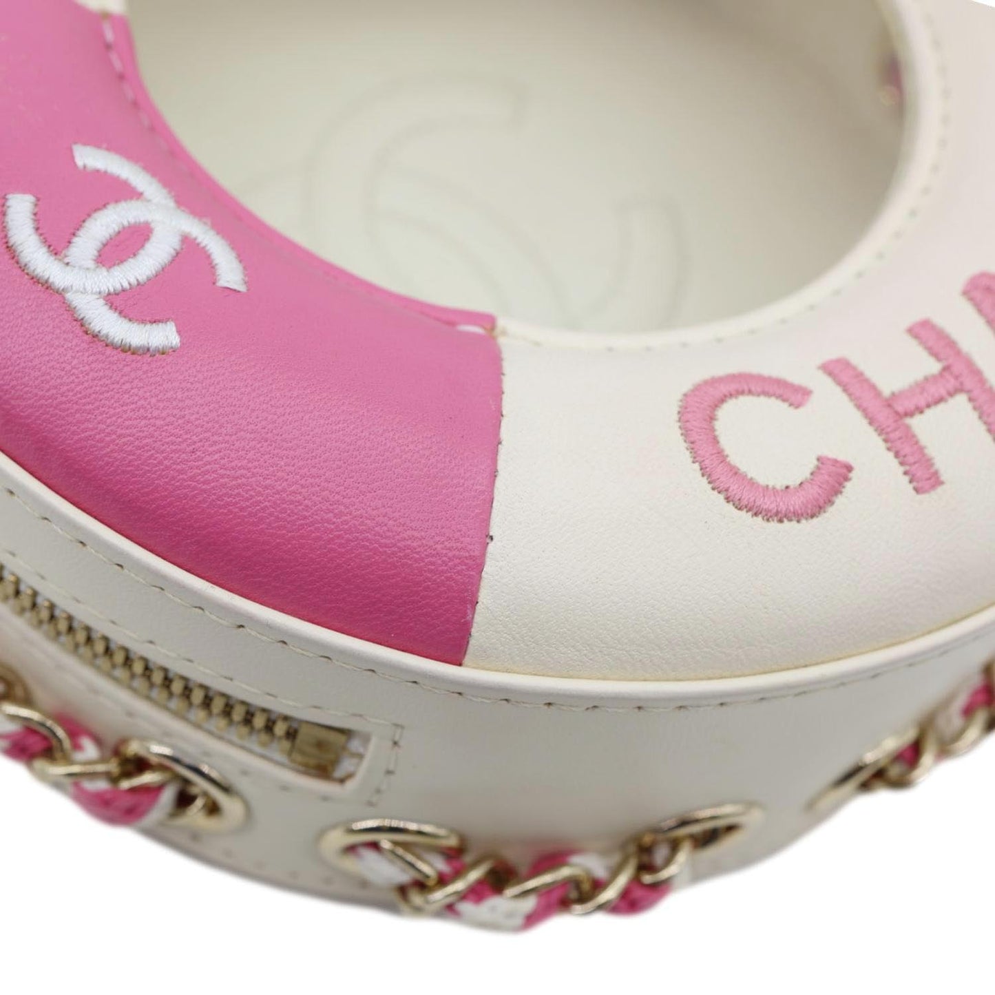 CHANEL Coco Lifesaver Leather Round Crossbody Bag Pink