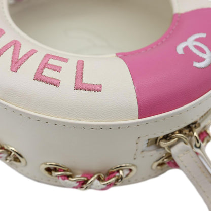 CHANEL Coco Lifesaver Leather Round Crossbody Bag Pink