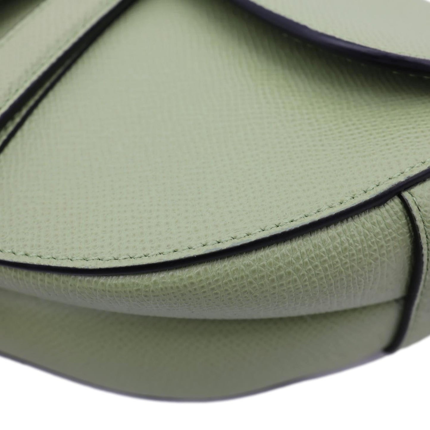 CHRISTIAN DIOR Saddle Grained Calfskin Leather Shoulder Bag Green