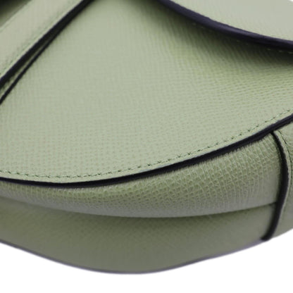 CHRISTIAN DIOR Saddle Grained Calfskin Leather Shoulder Bag Green